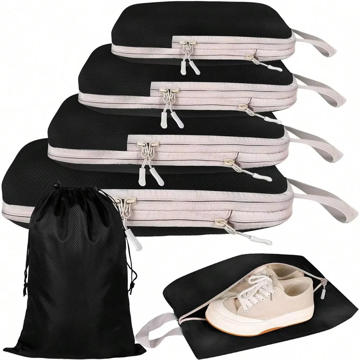 6 Piece Travel Packing Cubes Set Waterproof Luggage Organizer