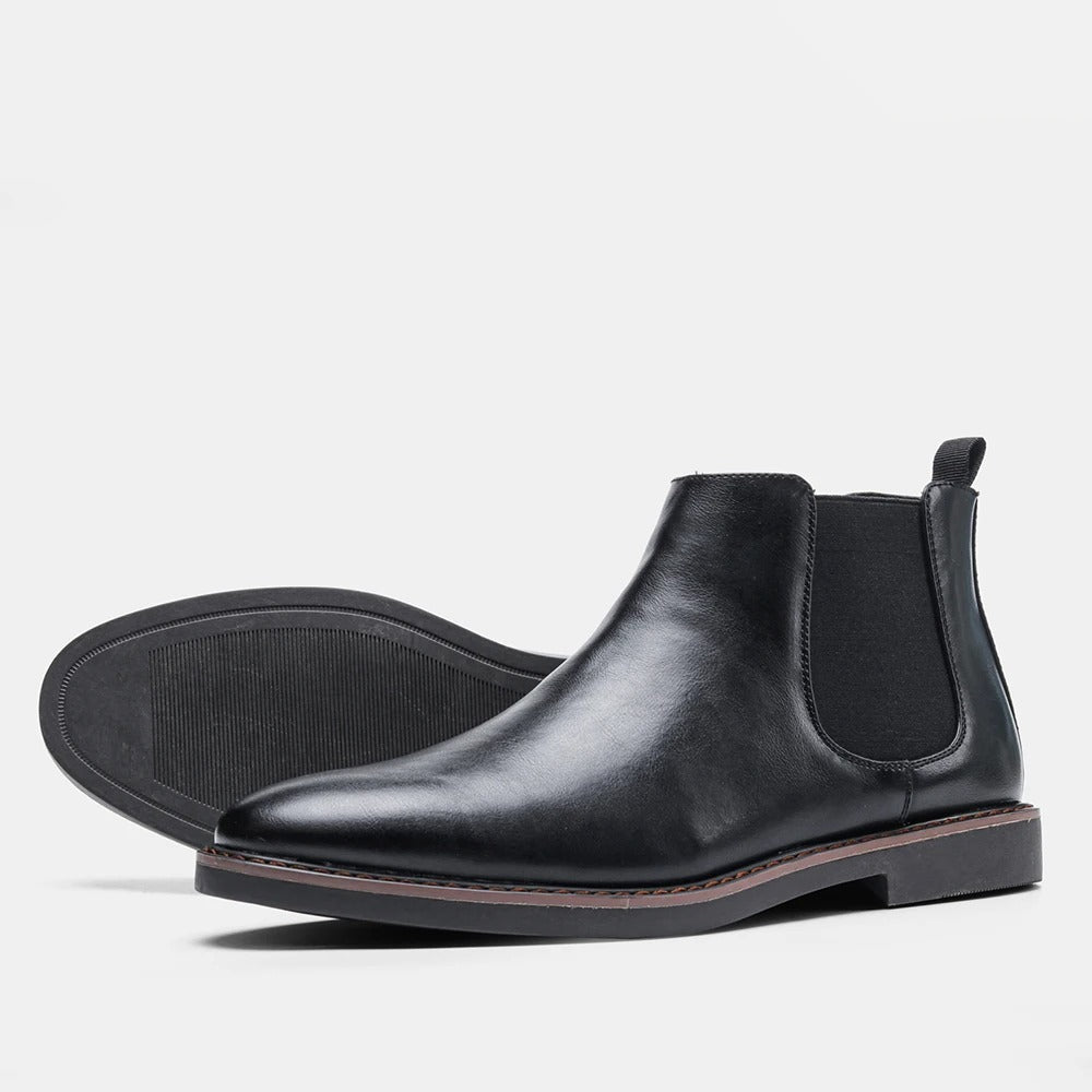 Men’s Leather Chelsea Boots Comfortable Fashion Ankle Dress Footwear