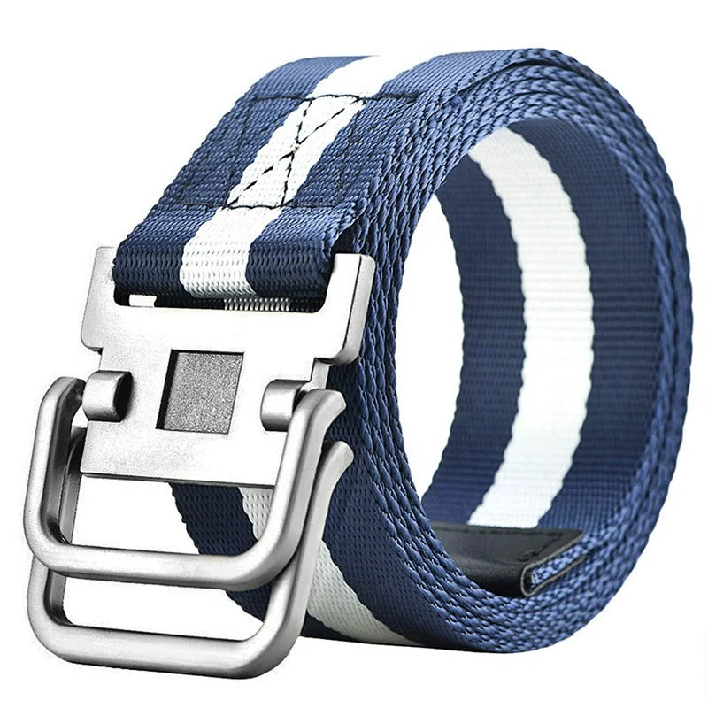  Adjustable Polyester Belt with Durable Buckle  125cm Casual Striped Design