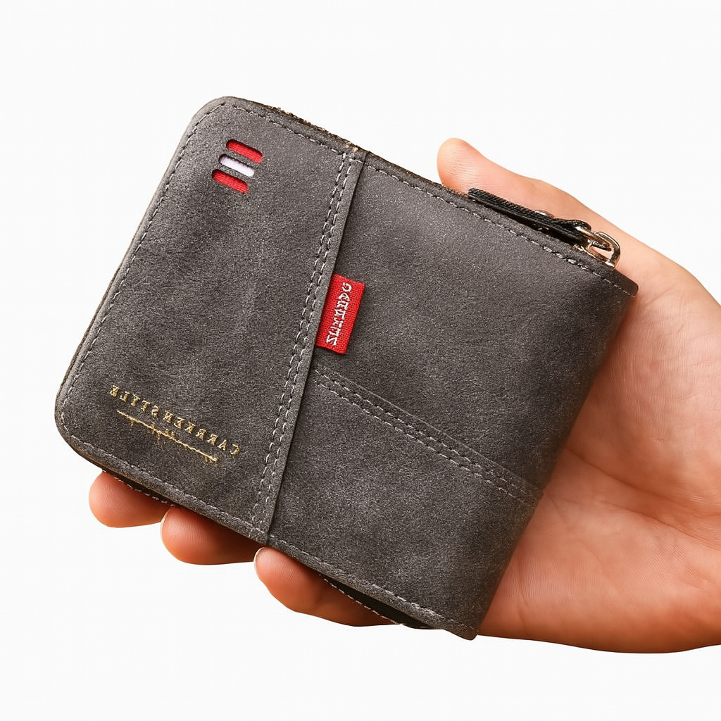 MenElite Grey Compact Wallet